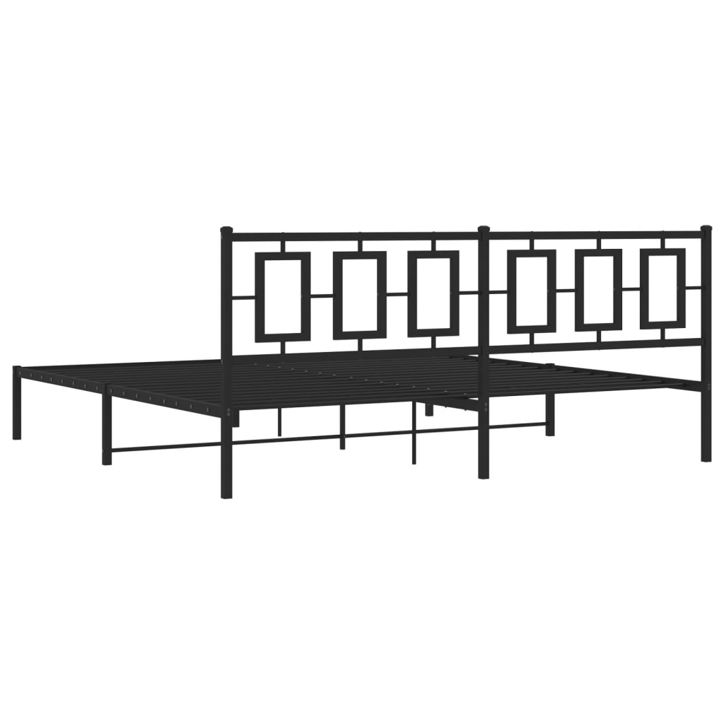 vidaXL Bedframe met hoofdbord metaal zwart 200x200 cm