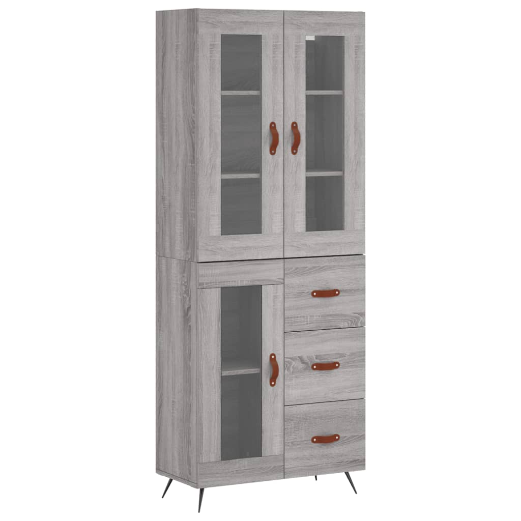 vidaXL Hoge kast 69,5x34x180 cm bewerkt hout grijs sonoma eikenkleurig