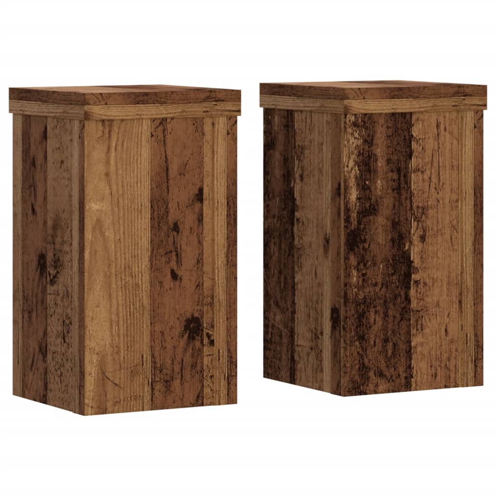 vidaXL Plantenstandaards 2 st 10x10x18 cm bewerkt hout oud houtkleurig