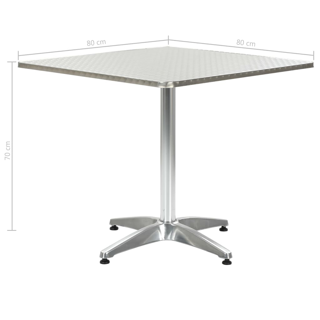 vidaXL Tuintafel 80x80x70 cm aluminium zilverkleurig