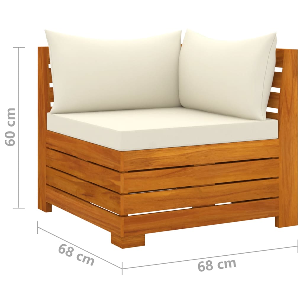 vidaXL 6-delige Loungeset met kussens massief acaciahout