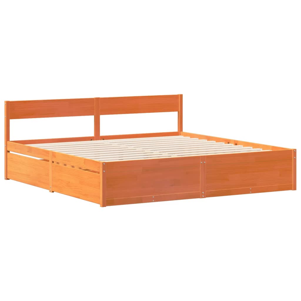 vidaXL Bedframe zonder matras massief grenenhout wasbruin 200x200 cm