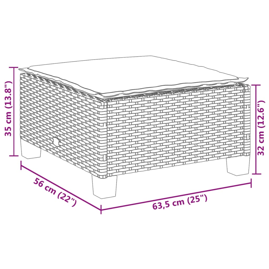 vidaXL 4-delige Loungeset met kussens poly rattan grijs