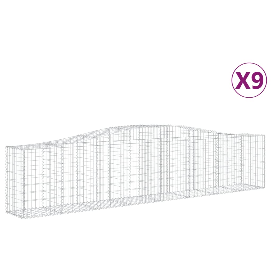 vidaXL Schanskorven 9 st gewelfd 400x50x80/100 cm gegalvaniseerd ijzer