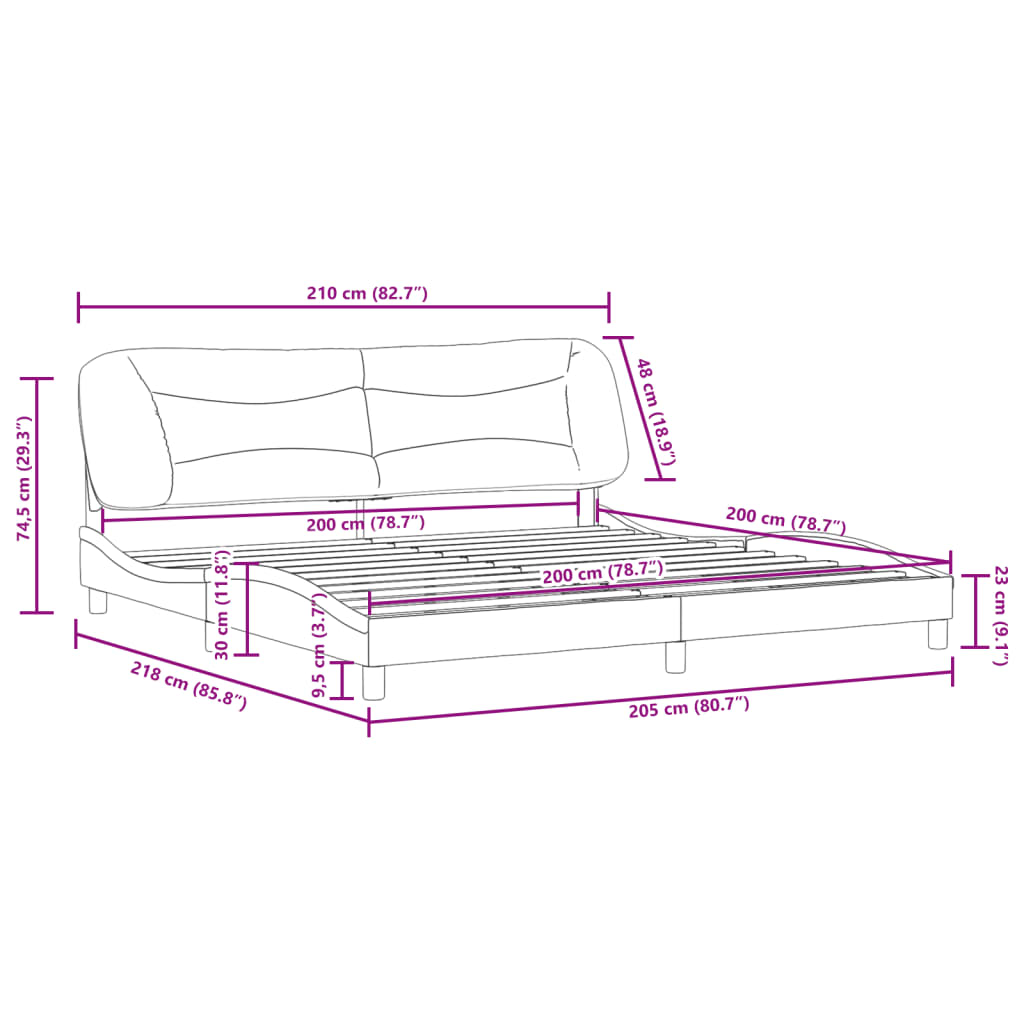 vidaXL Bedframe zonder matras stof blauw 200x200 cm