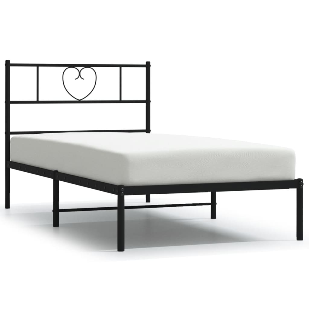 vidaXL Bedframe met hoofdbord metaal zwart 90x190 cm