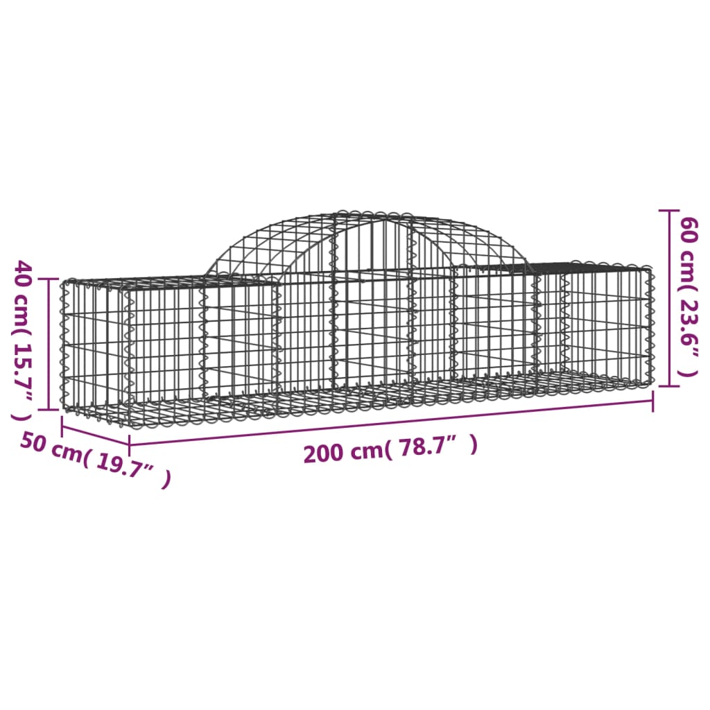 vidaXL Schanskorven 5 st gewelfd 200x50x40/60 cm gegalvaniseerd ijzer