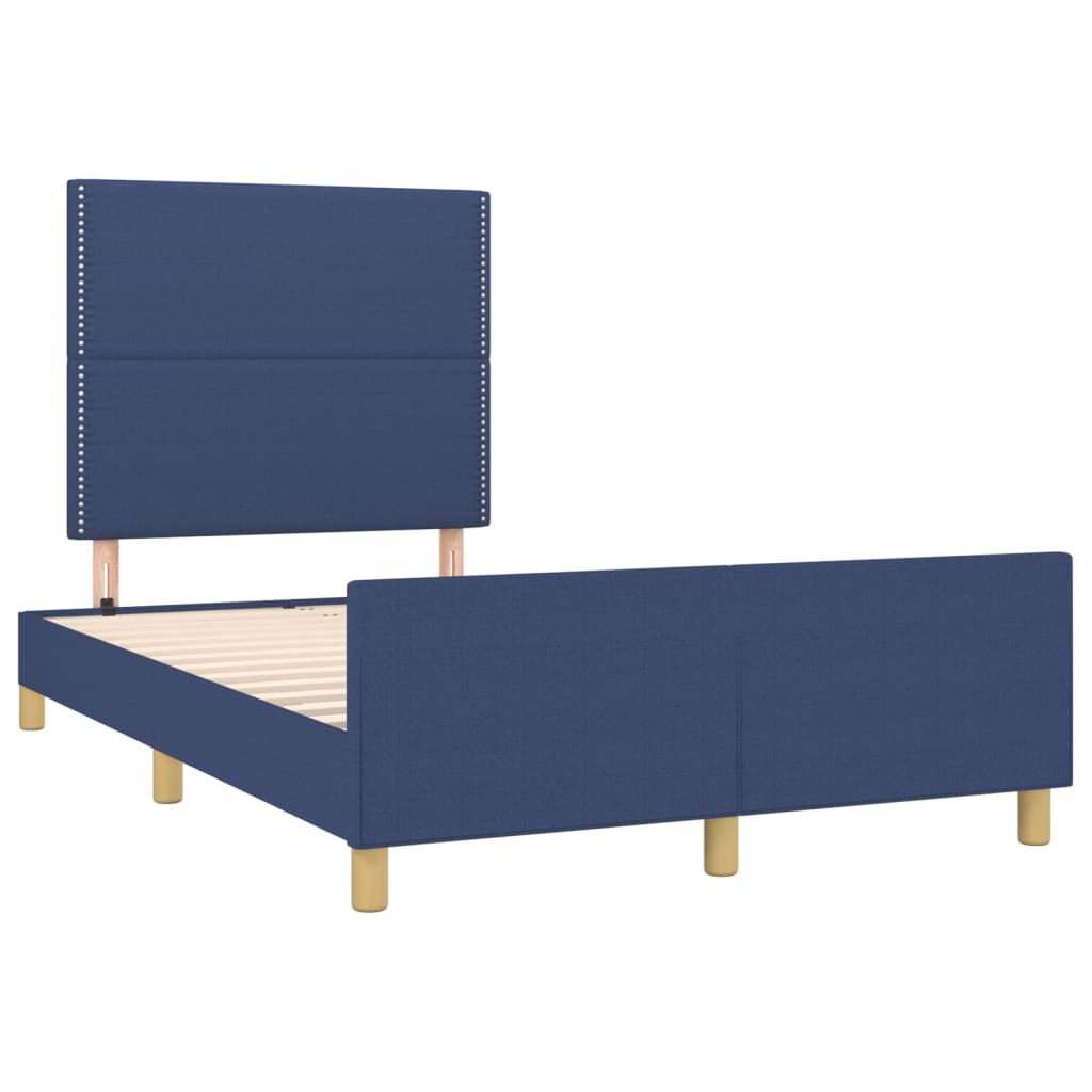 vidaXL Bedframe met hoofdbord stof blauw 120x190 cm