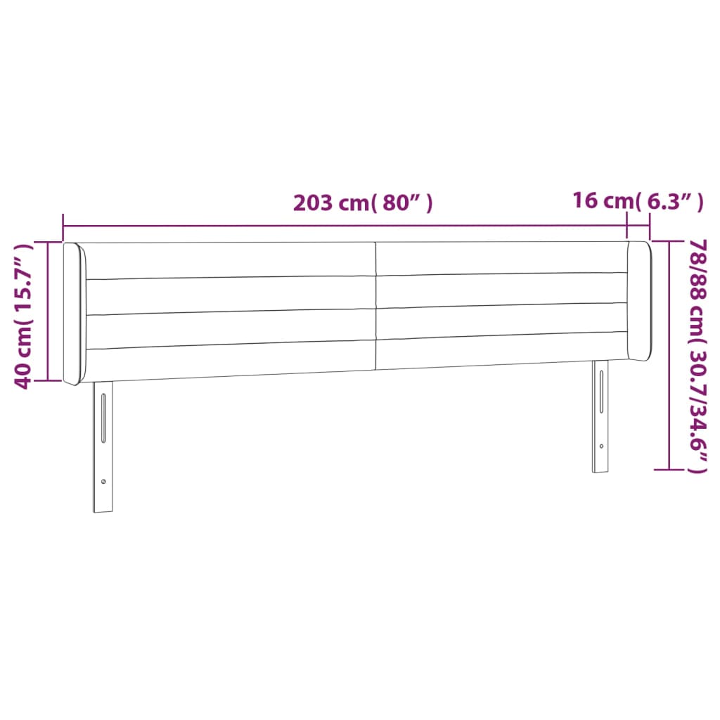 vidaXL Hoofdbord LED 203x16x78/88 cm fluweel donkergroen