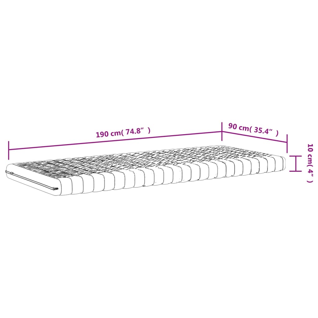 vidaXL Schuimmatras 7 zones hardheid 20 ILD 90x190 cm wit