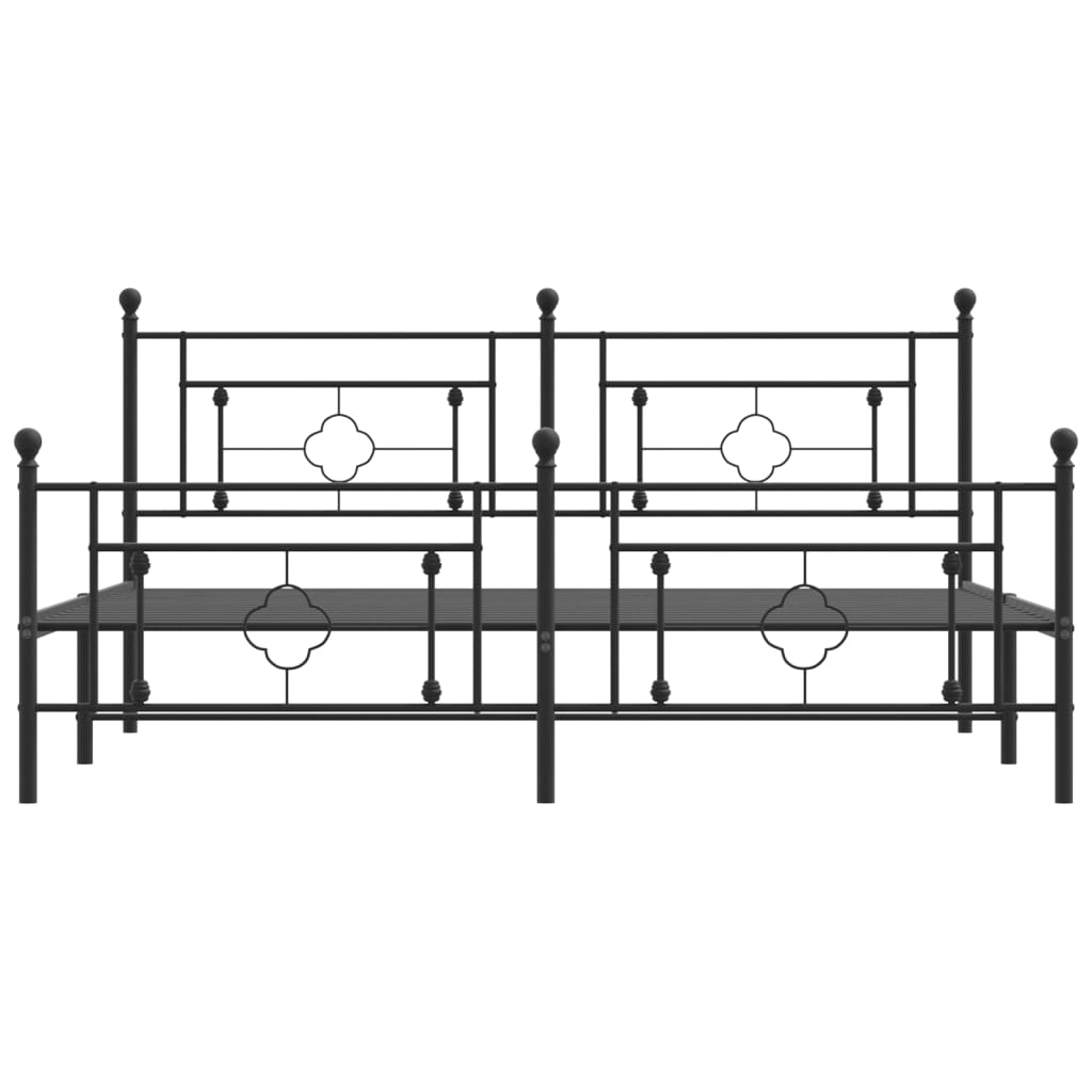 vidaXL Bedframe met hoofd- en voeteneinde metaal zwart 183x213 cm