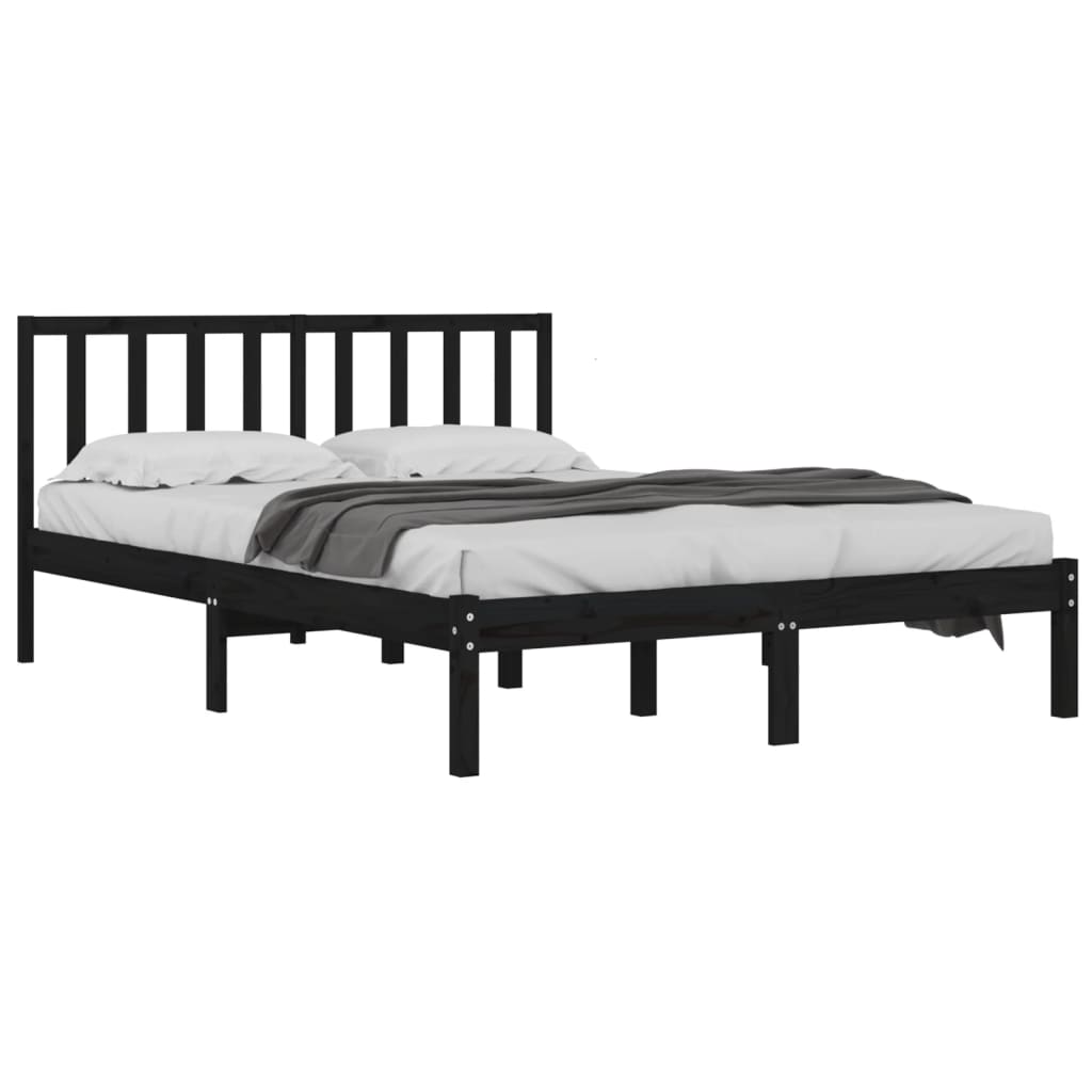 vidaXL Bedframe massief grenenhout zwart 200x200 cm