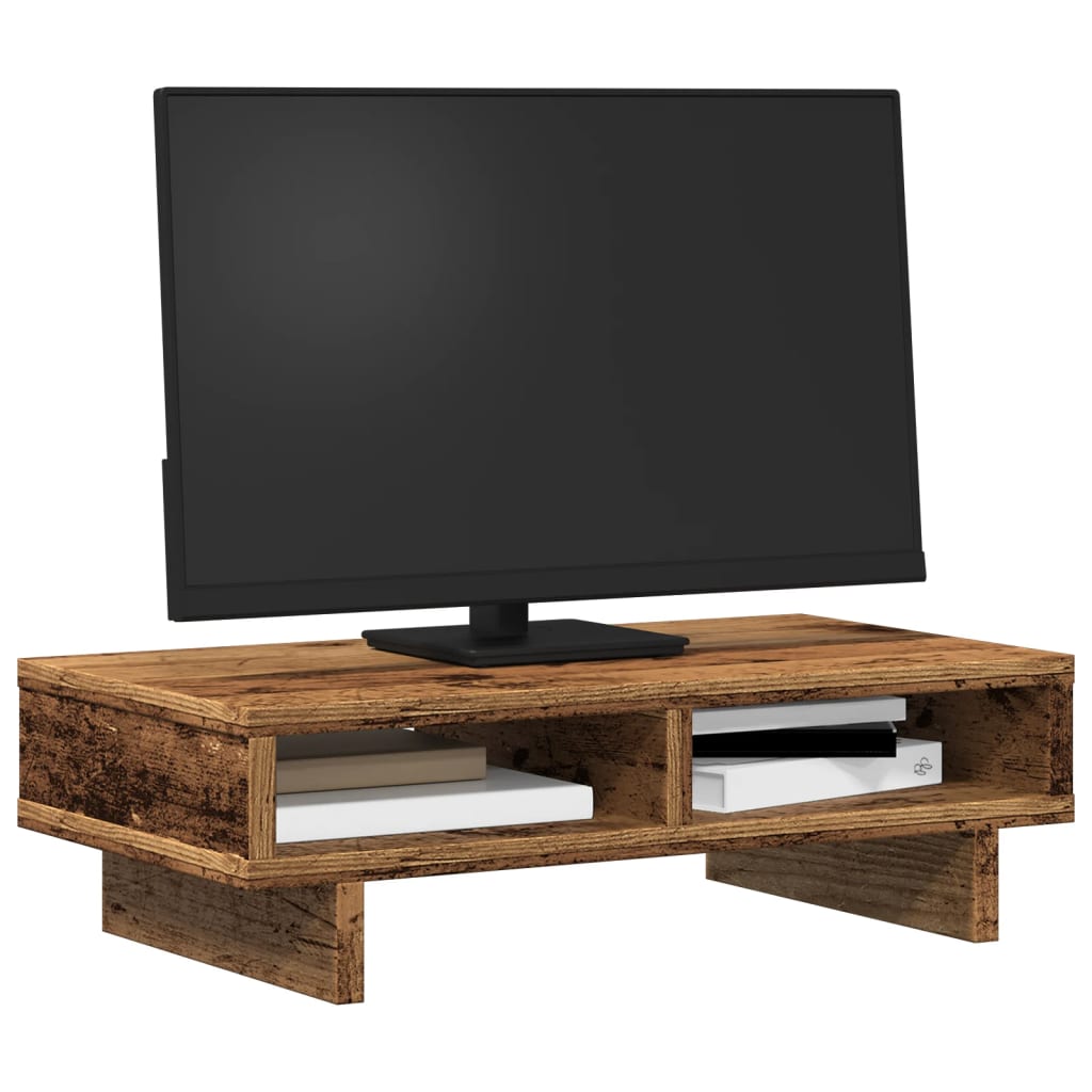 vidaXL Monitorstandaard 50x27x15 cm bewerkt hout oud houtkleurig