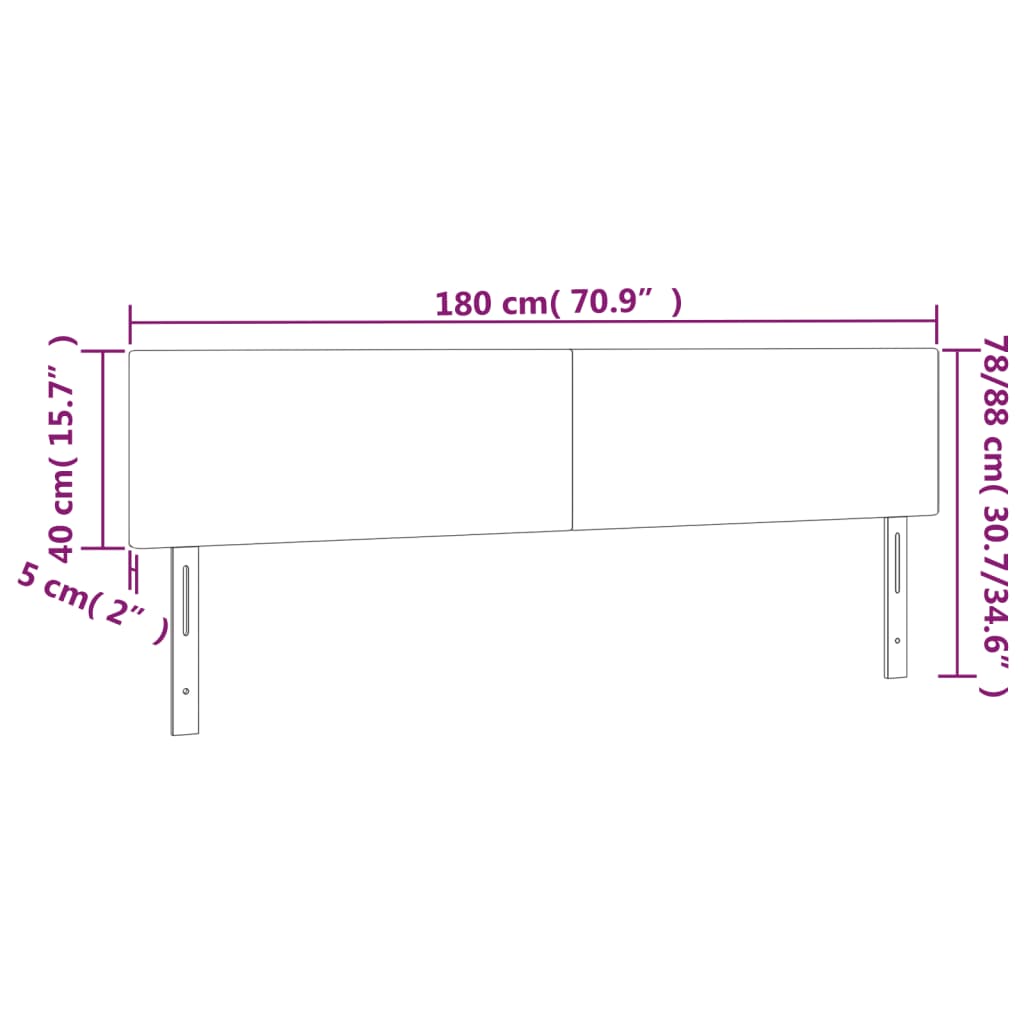 vidaXL Hoofdbord LED 180x5x78/88 cm fluweel donkerblauw