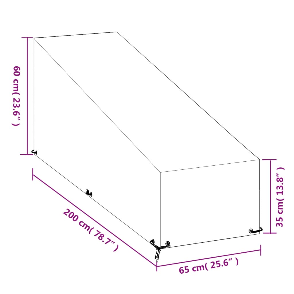 vidaXL Ligbedhoes met 12 oogjes 200x65x35/60 cm polyetheen