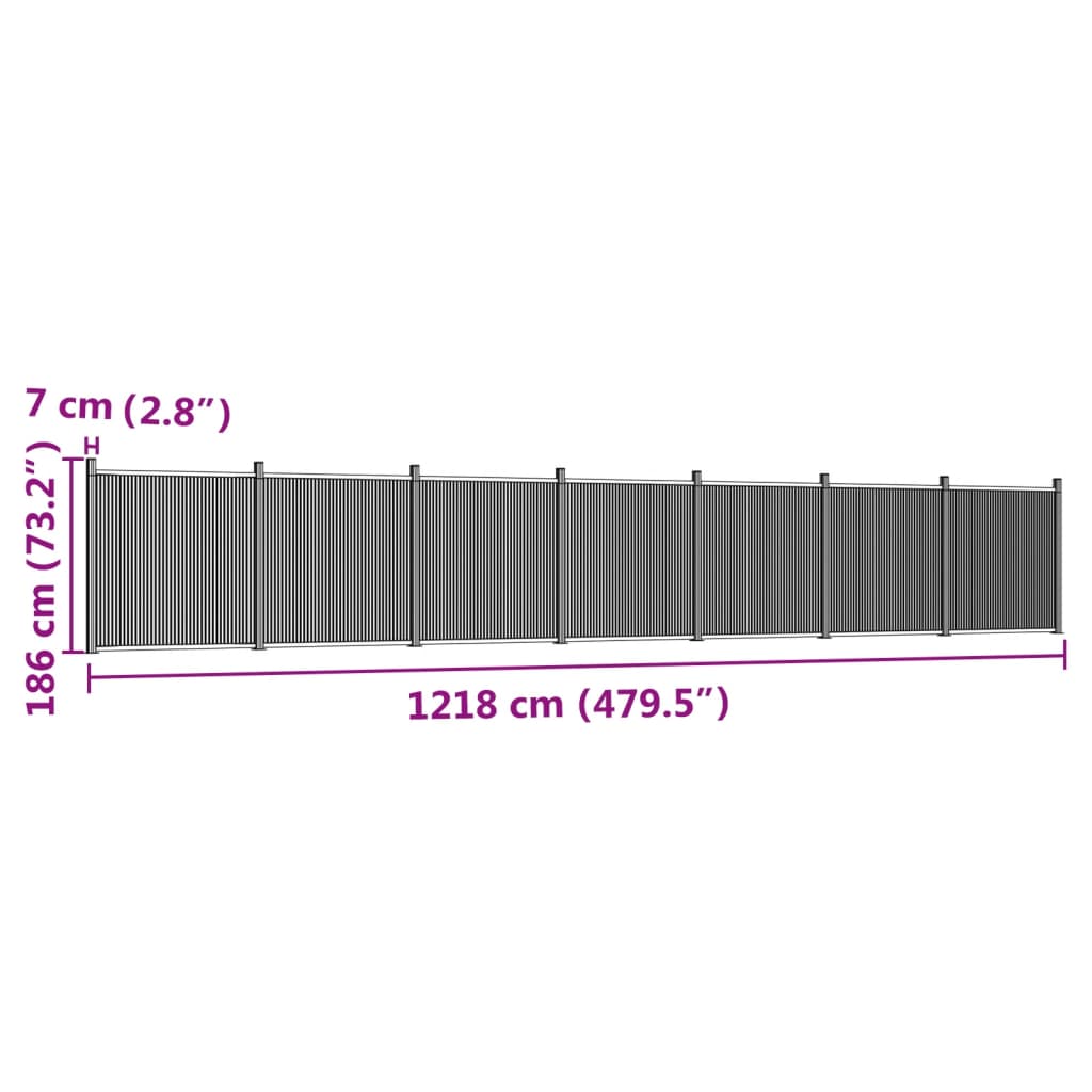 vidaXL Schuttingpaneel 1218x186 cm HKC grijs