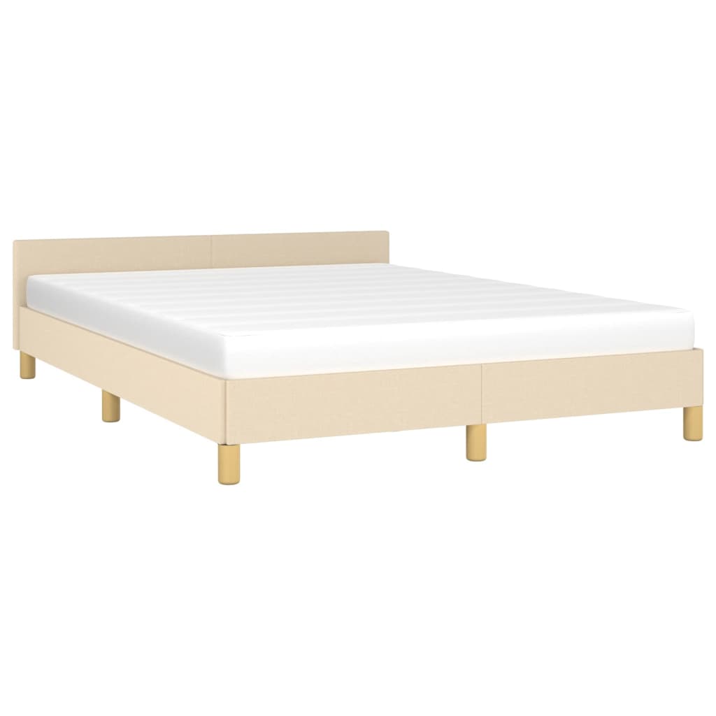 vidaXL Bedframe zonder matras stof crèmekleurig 140x190 cm