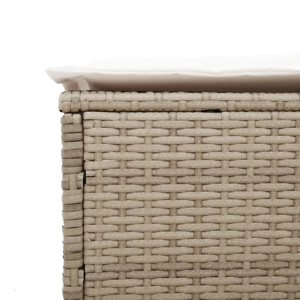 vidaXL Ligstoelen 2 st met kussens poly rattan beige