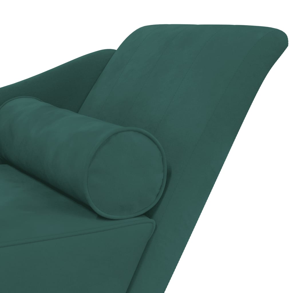 vidaXL Chaise longue met kussens fluweel donkergroen