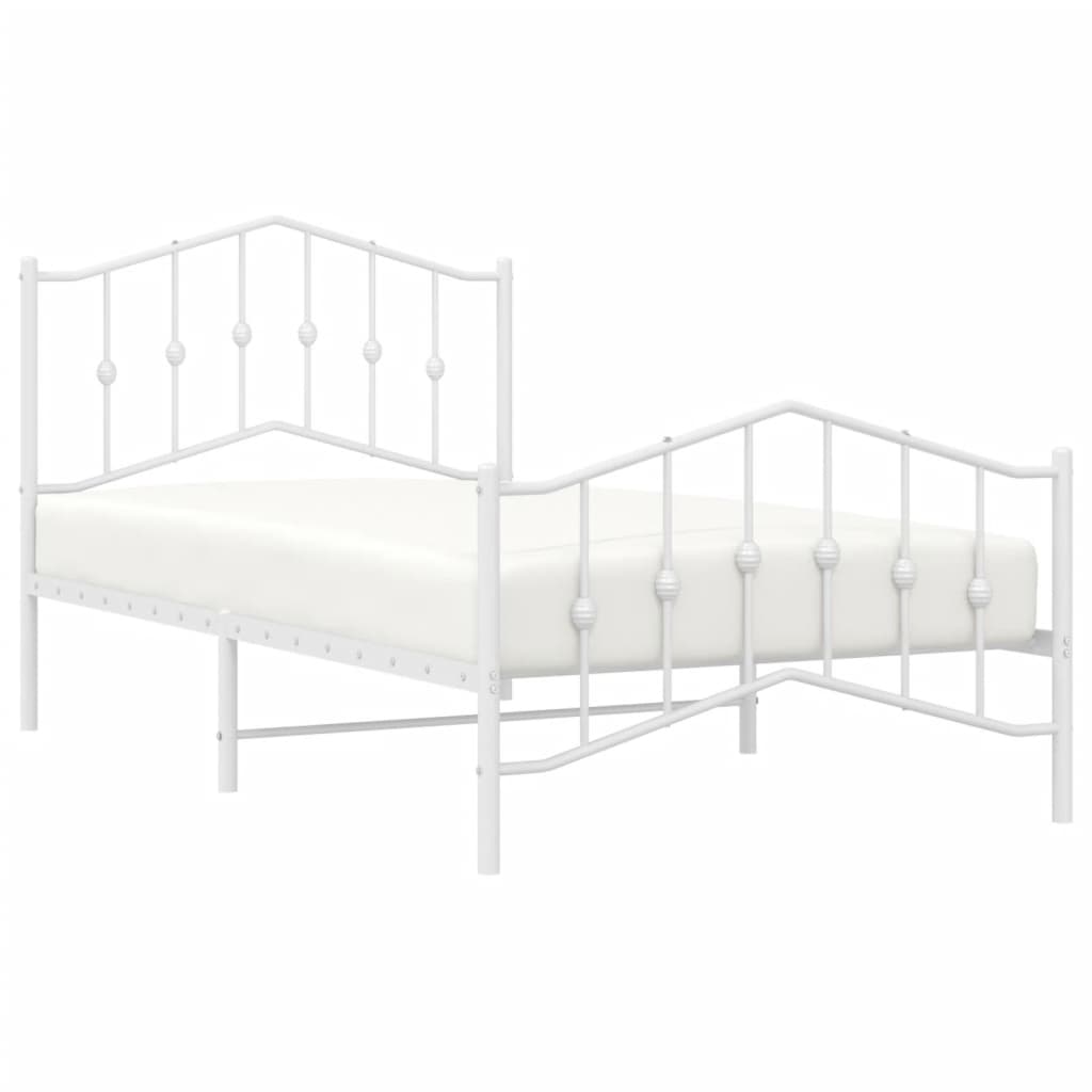 vidaXL Bedframe met hoofd- en voeteneinde metaal wit 100x190 cm