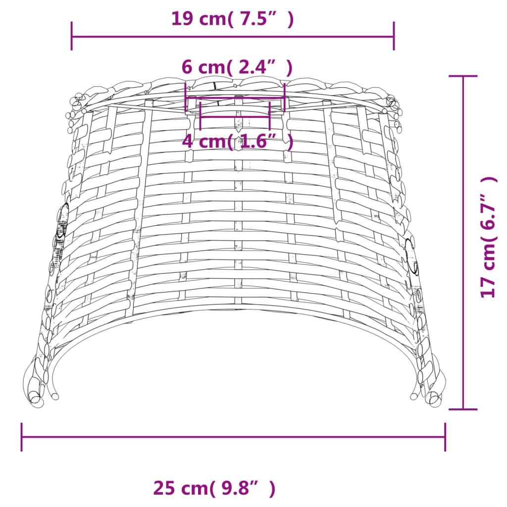 vidaXL Plafondlampenkap Ø25x17 cm wicker wit