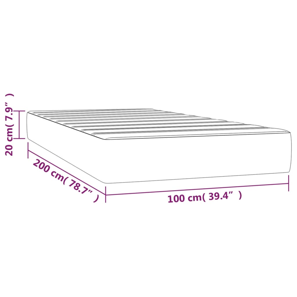 vidaXL Pocketveringmatras 100x200x20 cm stof donkergrijs