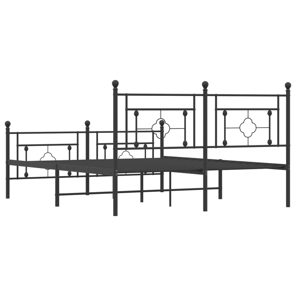 vidaXL Bedframe met hoofd- en voeteneinde metaal zwart 150x200 cm