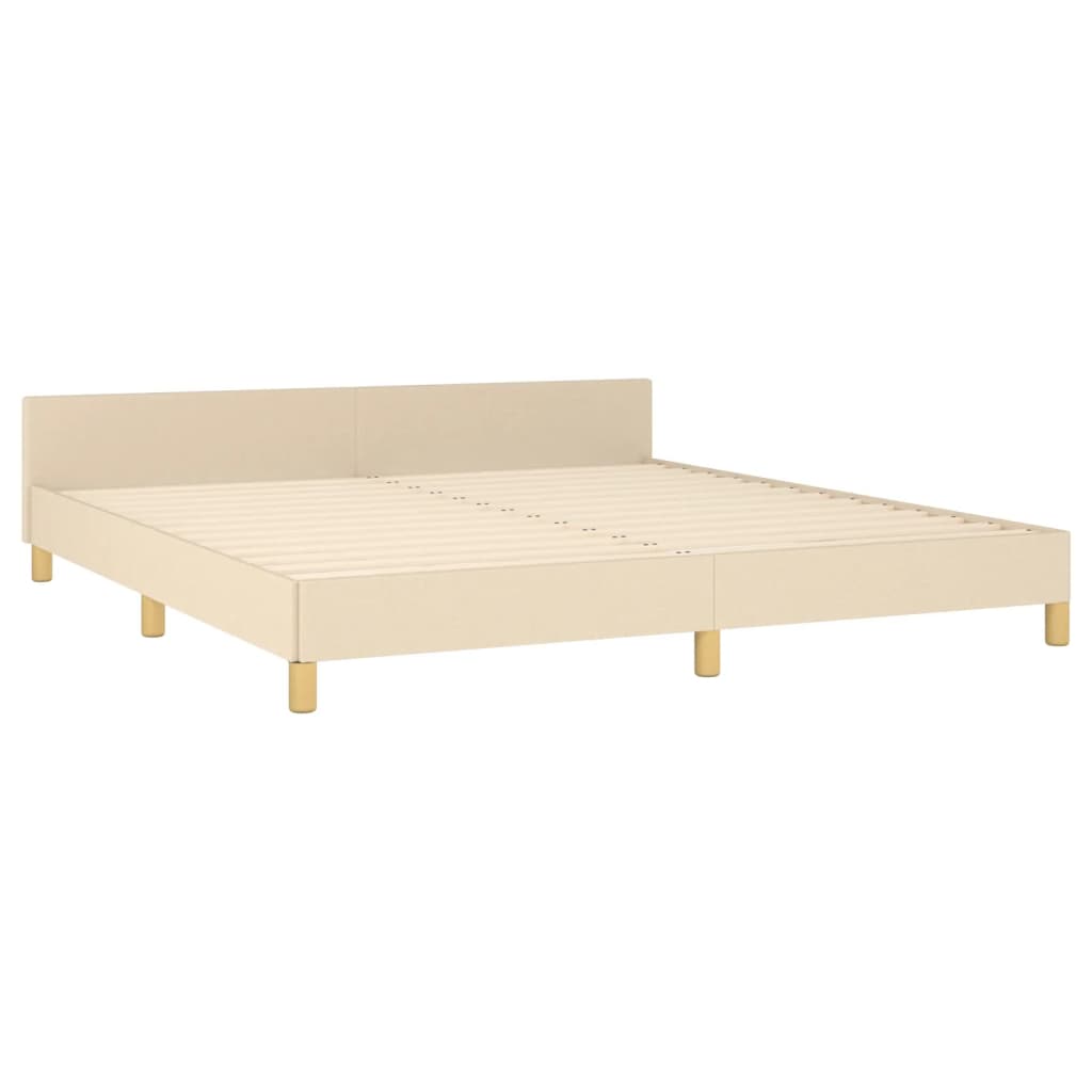 vidaXL Bedframe met hoofdeinde stof crèmekleurig 180x200 cm