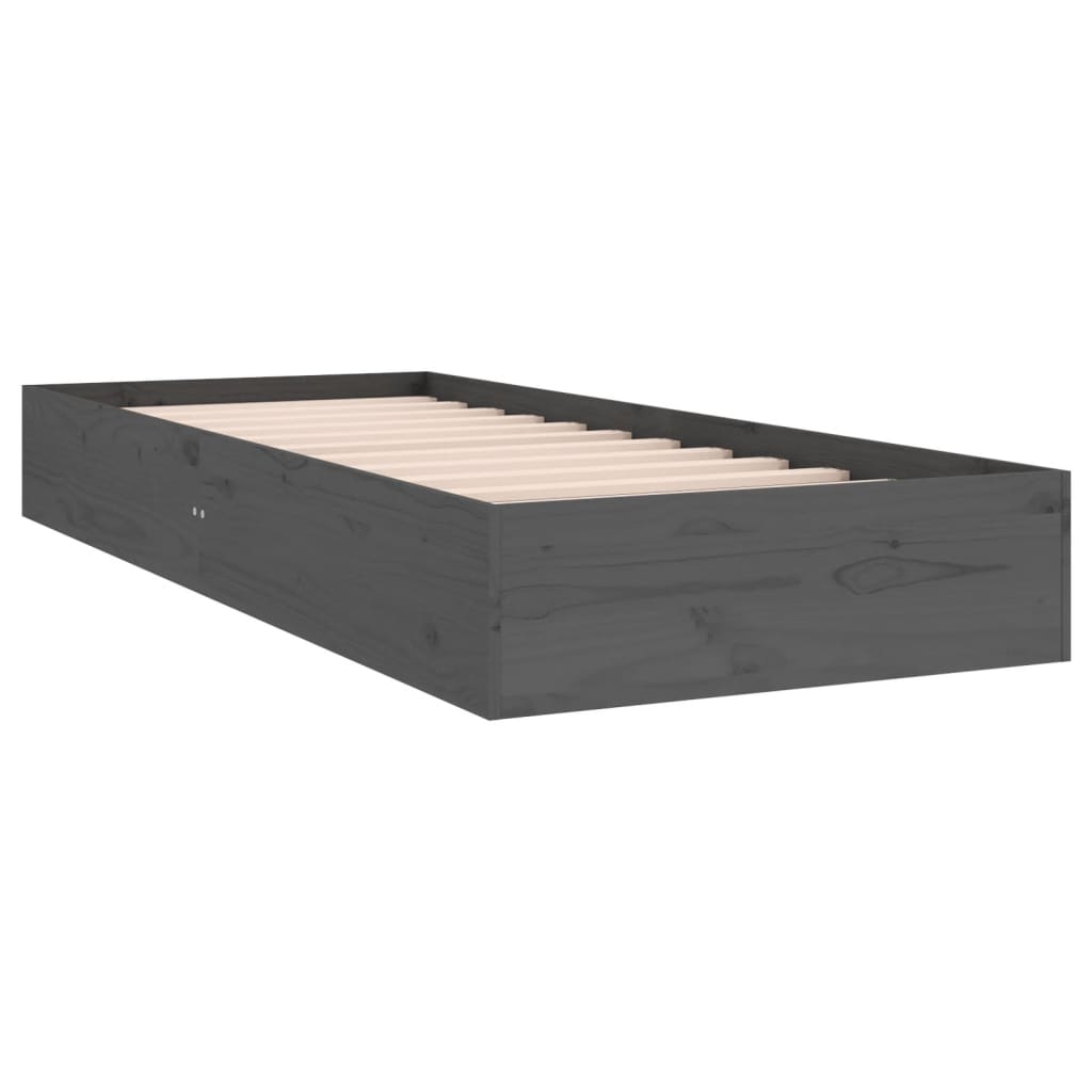 vidaXL Bedframe massief hout grijs 75x190 cm