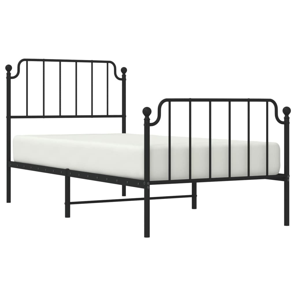 vidaXL Bedframe met hoofd- en voeteneinde metaal zwart 90x200 cm