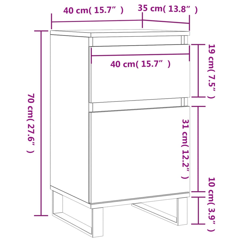 vidaXL Dressoir 40x35x70 cm bewerkt hout grijs sonoma