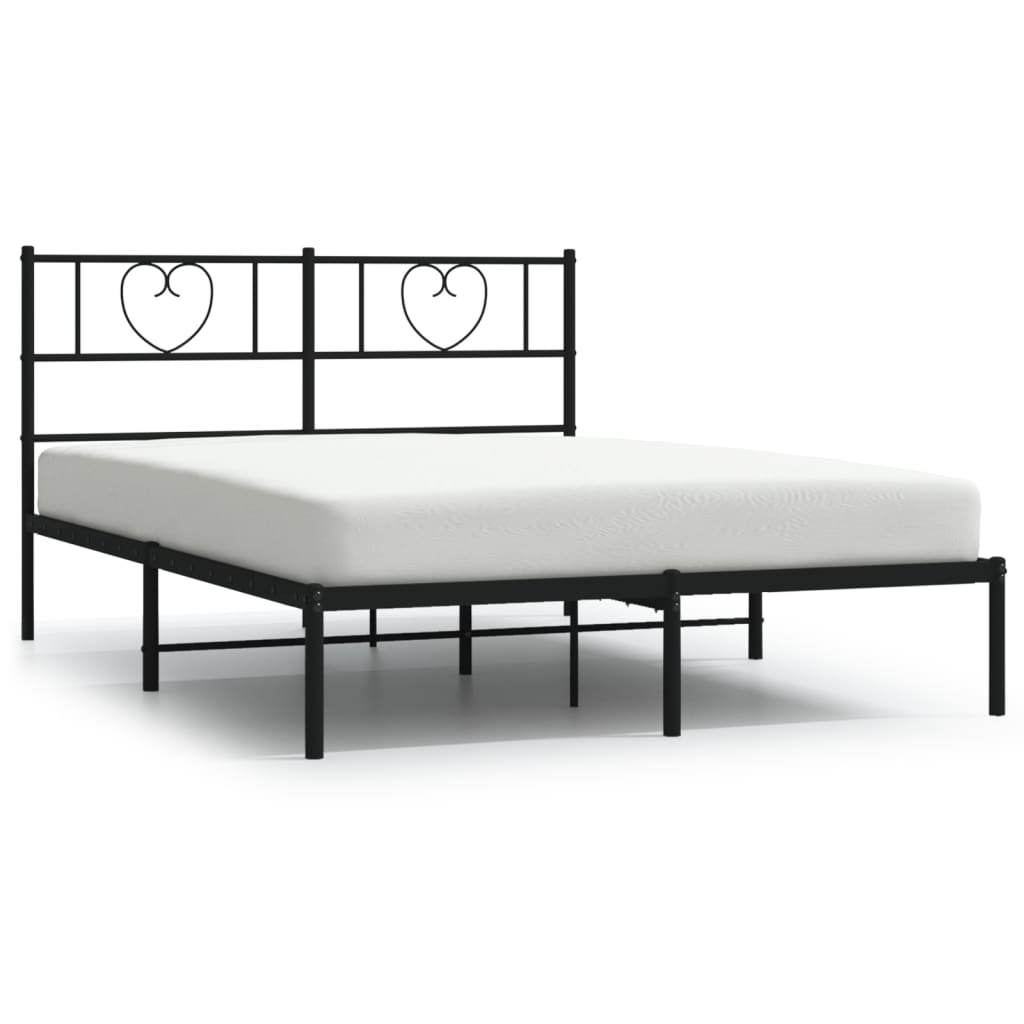 vidaXL Bedframe met hoofdbord metaal zwart 140x200 cm