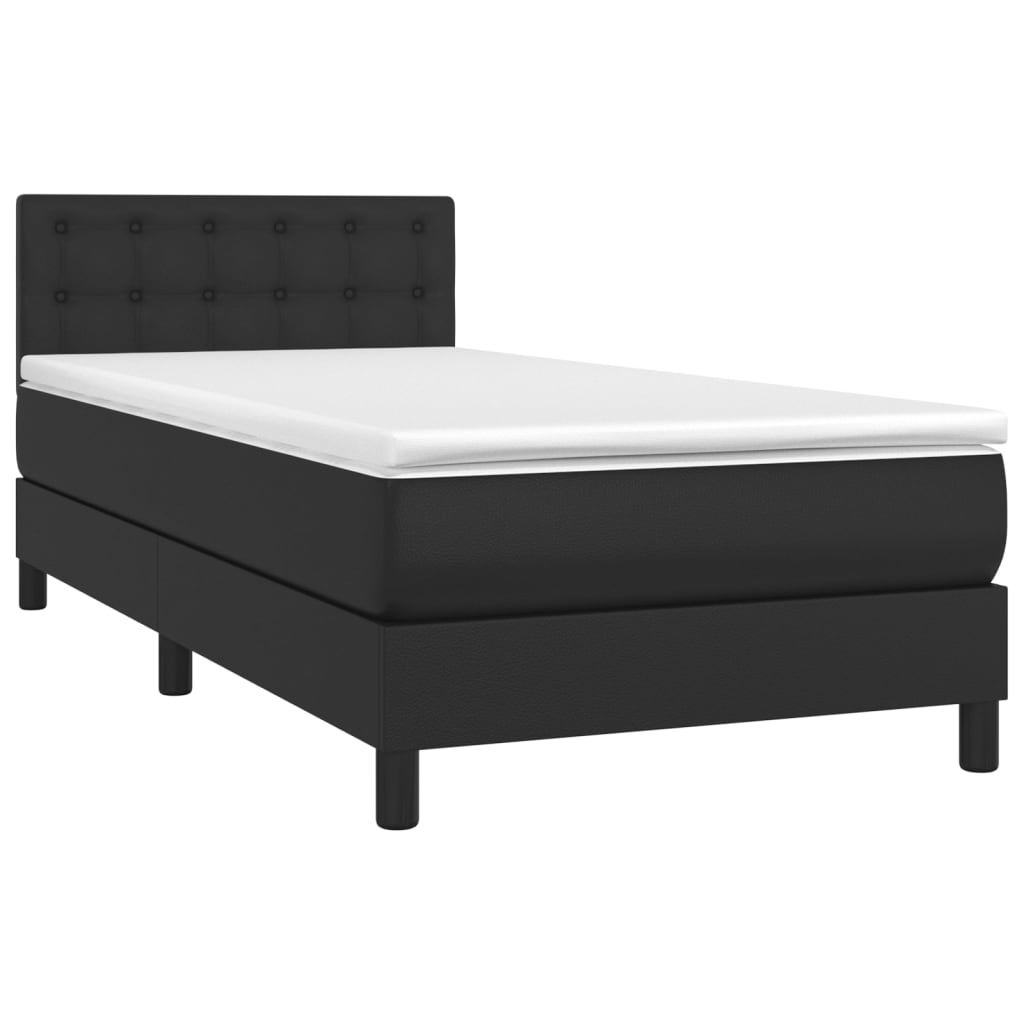 vidaXL Boxspring met matras en LED kunstleer zwart 80x200 cm