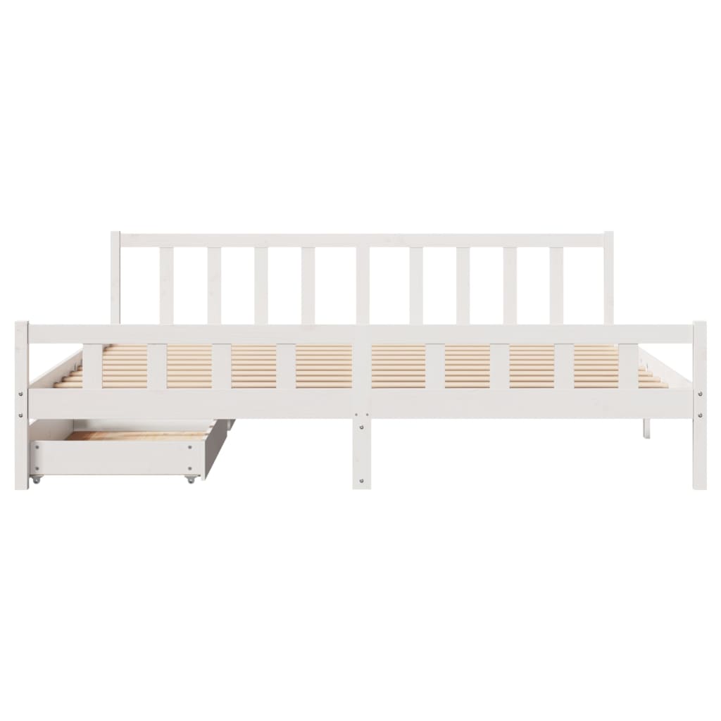 vidaXL Bedframe zonder matras massief grenenhout wit 180x200 cm