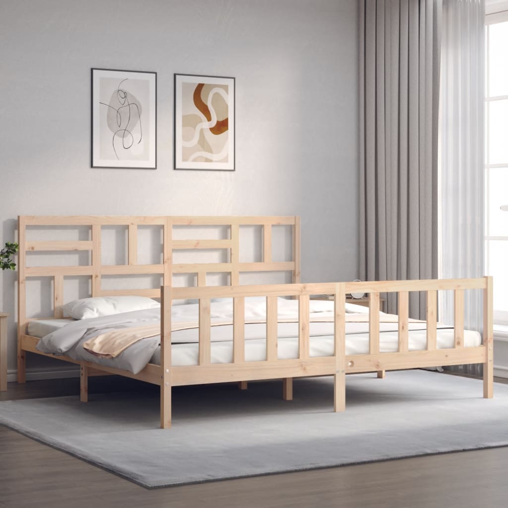 vidaXL Bedframe met hoofdbord massief hout