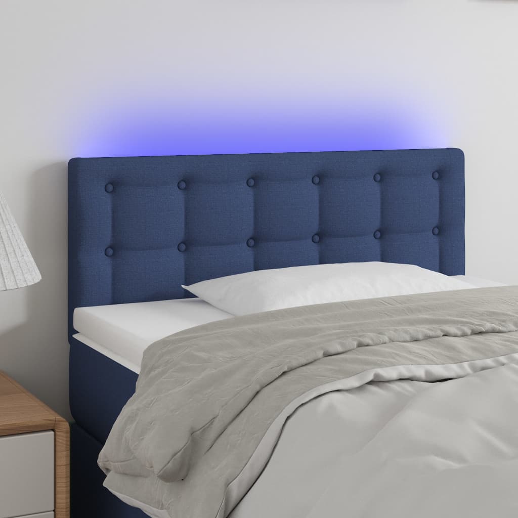 vidaXL Hoofdbord LED 80x5x78/88 cm stof blauw