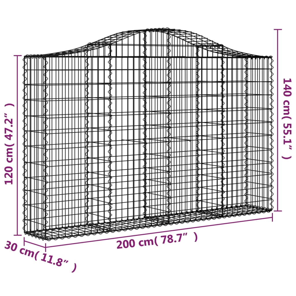 vidaXL Schanskorven 4 st gewelfd 200x30x120/140 cm ijzer