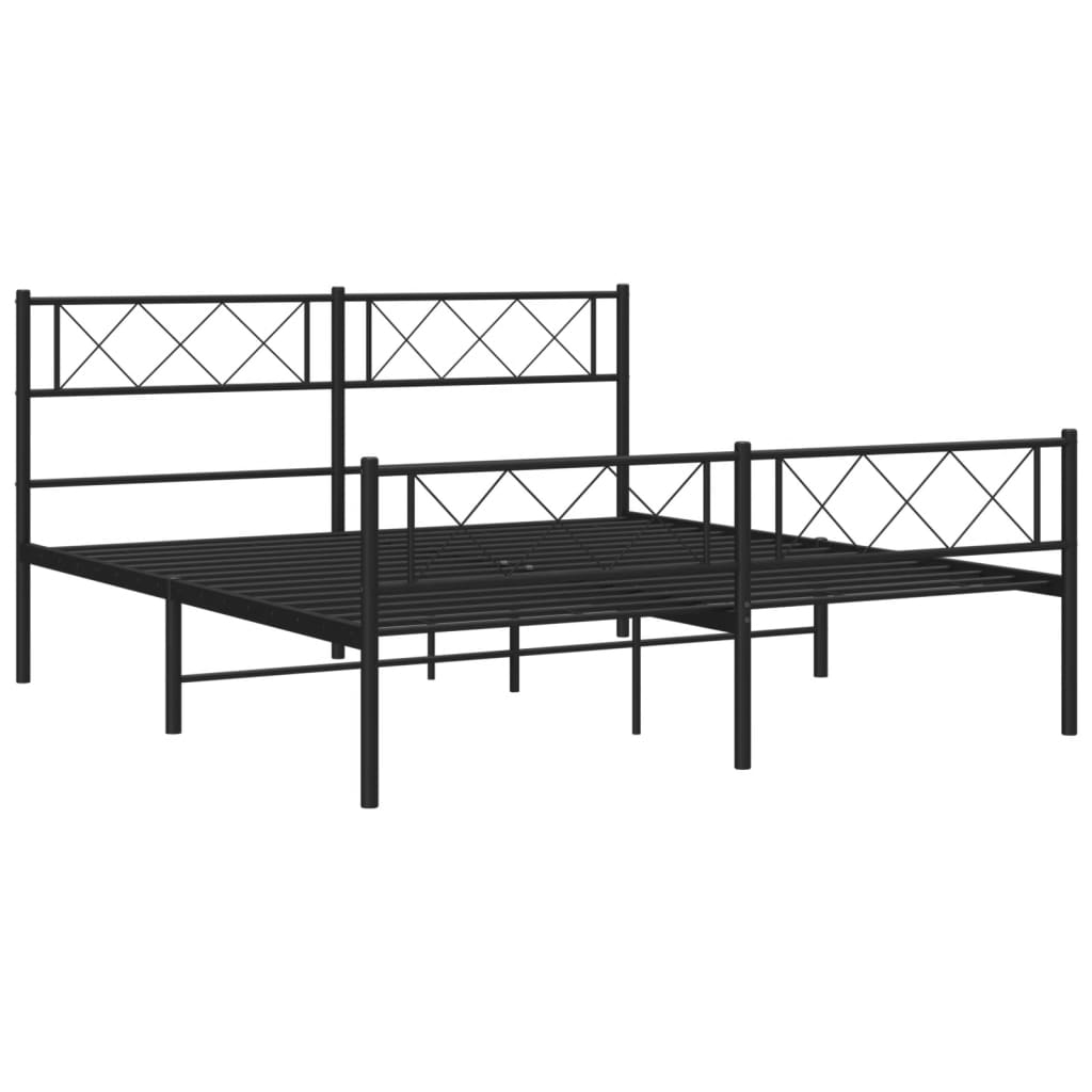 vidaXL Bedframe met hoofd- en voeteneinde metaal zwart 120x200 cm