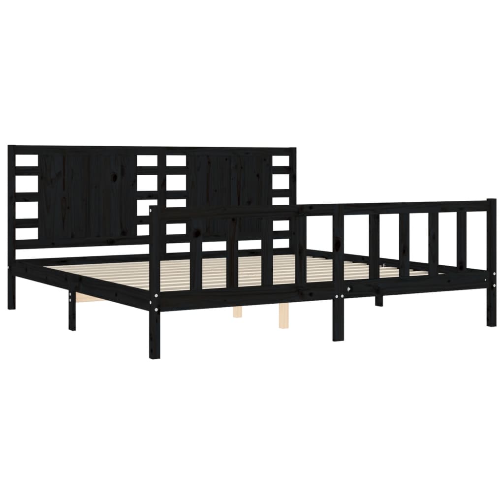 vidaXL Bedframe met hoofdbord massief hout zwart