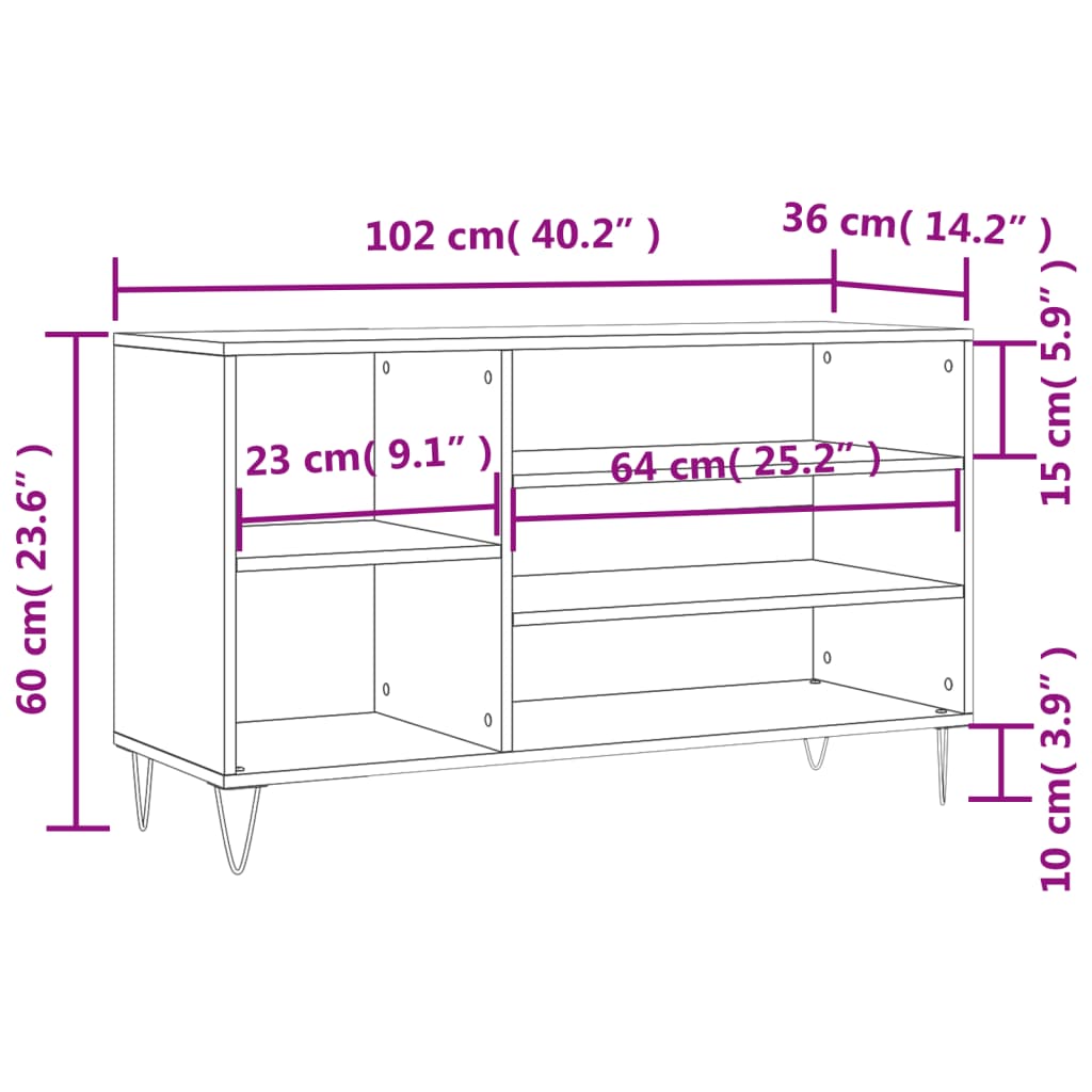 vidaXL Schoenenkast 102x36x60 cm bewerkt hout wit