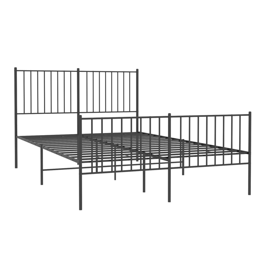 vidaXL Bedframe met hoofd- en voeteneinde metaal zwart 140x200 cm