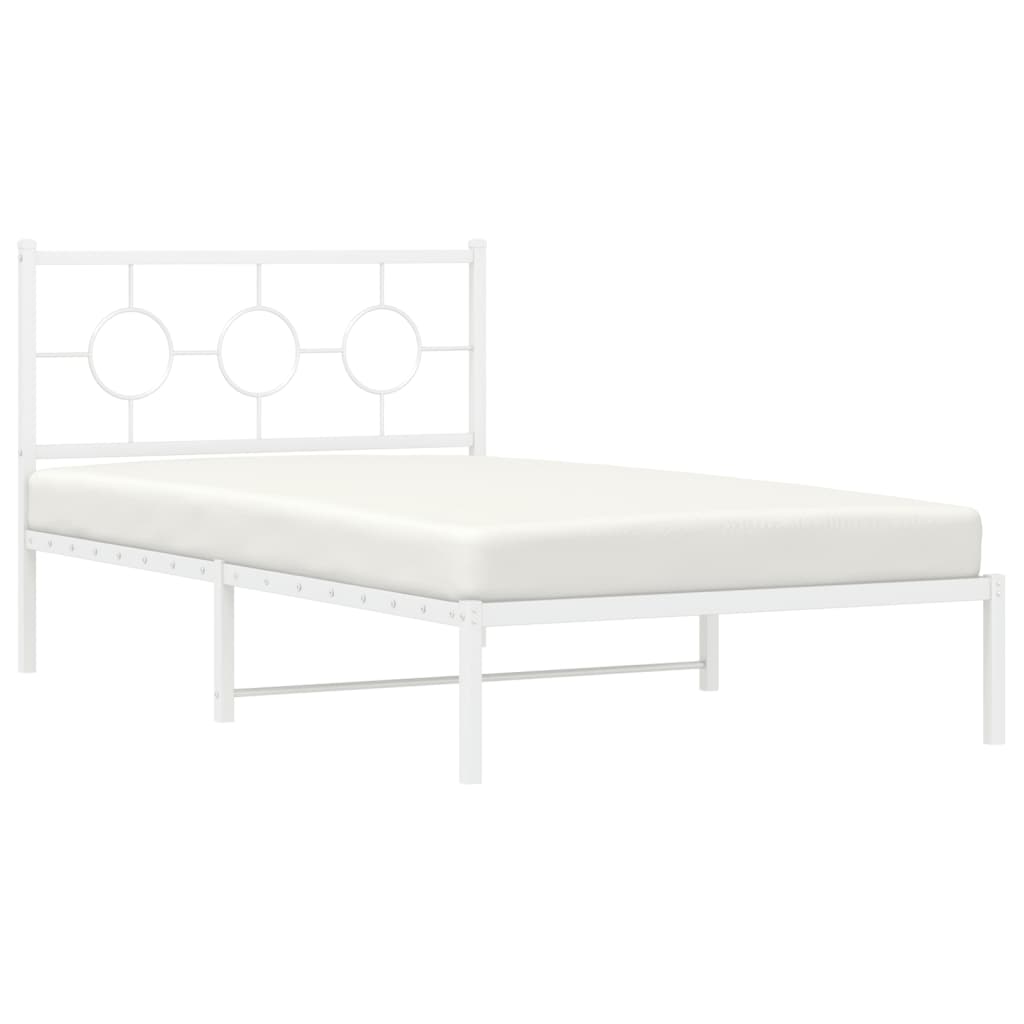 vidaXL Bedframe met hoofd- en voeteneinde metaal wit 107x203 cm