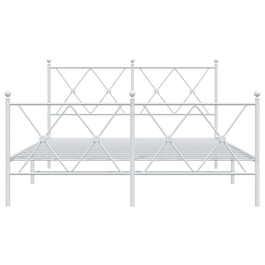 vidaXL Bedframe met hoofd- en voeteneinde metaal wit 140x200 cm