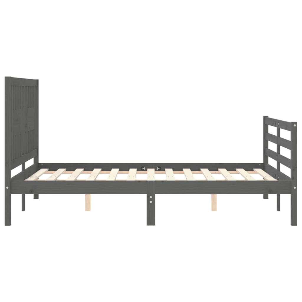 vidaXL Bedframe met hoofdbord massief hout grijs