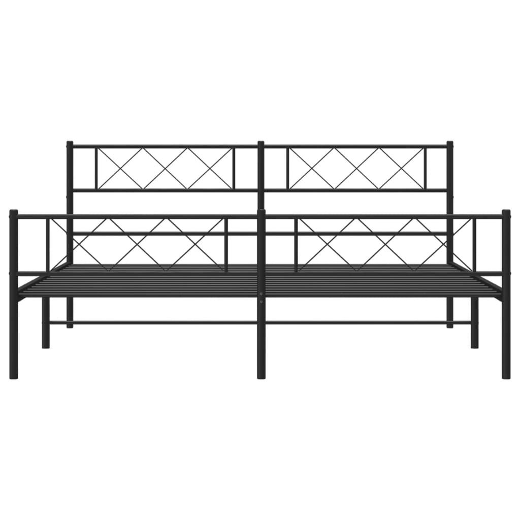 vidaXL Bedframe met hoofd- en voeteneinde metaal zwart 200x200 cm