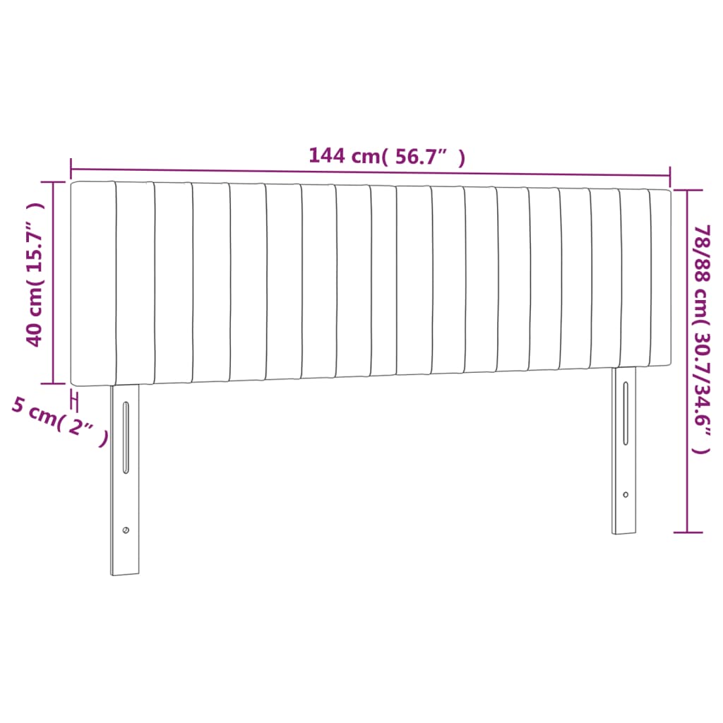 vidaXL Hoofdborden 2 st 72x5x78/88 cm stof donkergrijs