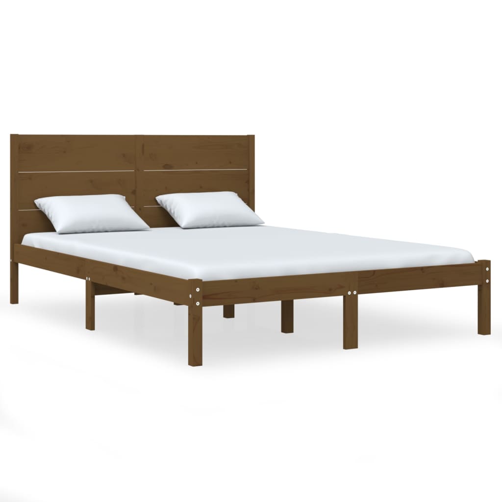 vidaXL Bedframe massief hout honingbruin 120x190 cm