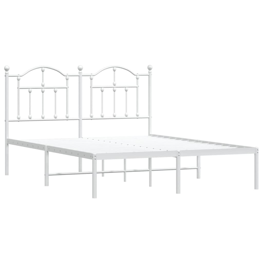 vidaXL Bedframe met hoofdbord metaal wit 150x200 cm