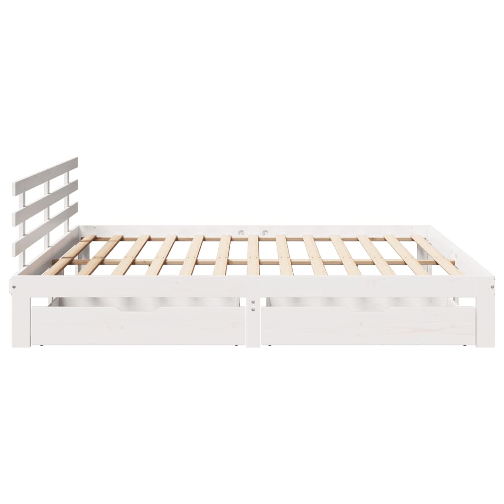 vidaXL Bedframe met lades massief grenenhout wit 180x200 cm