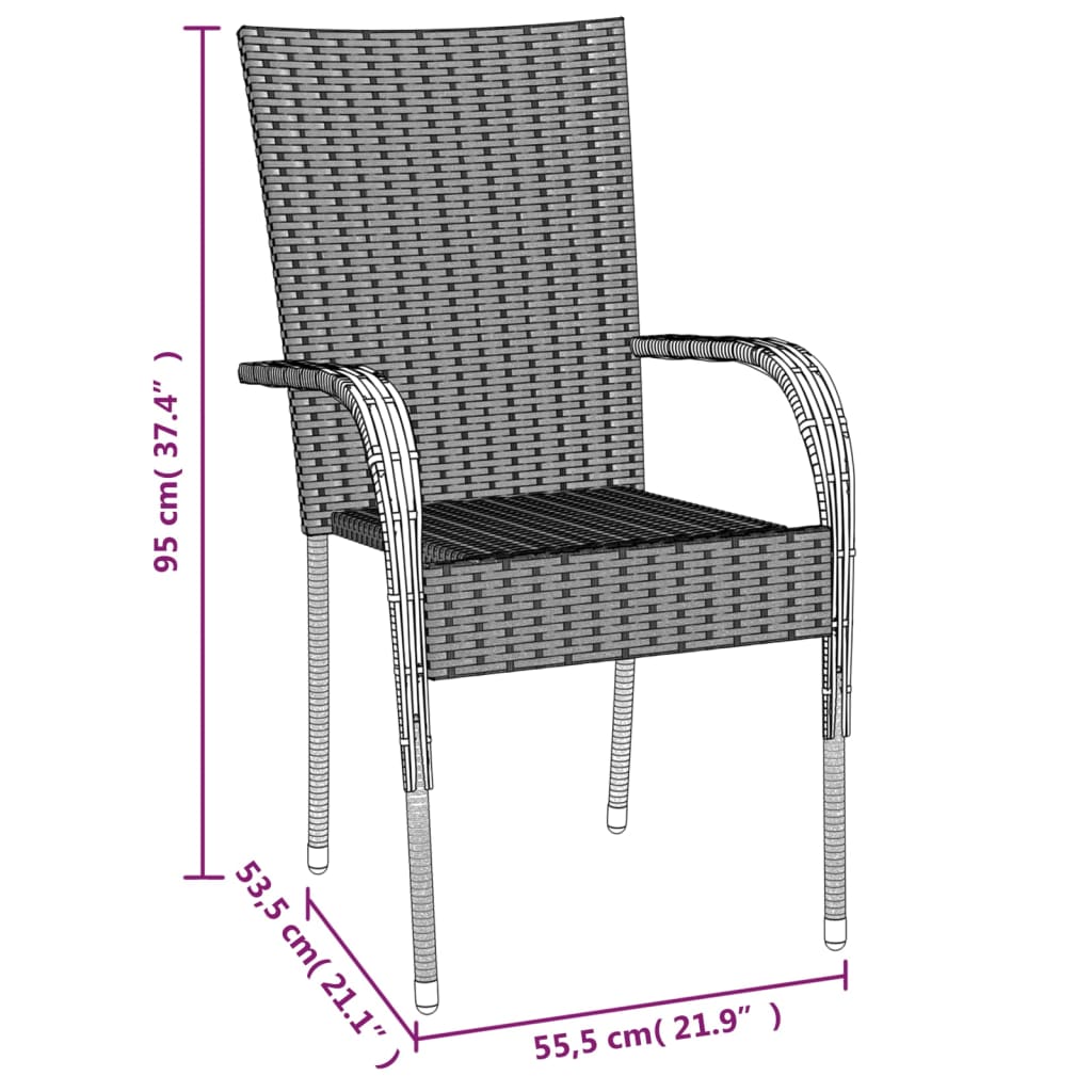 vidaXL 7-delige Tuinset poly rattan grijs